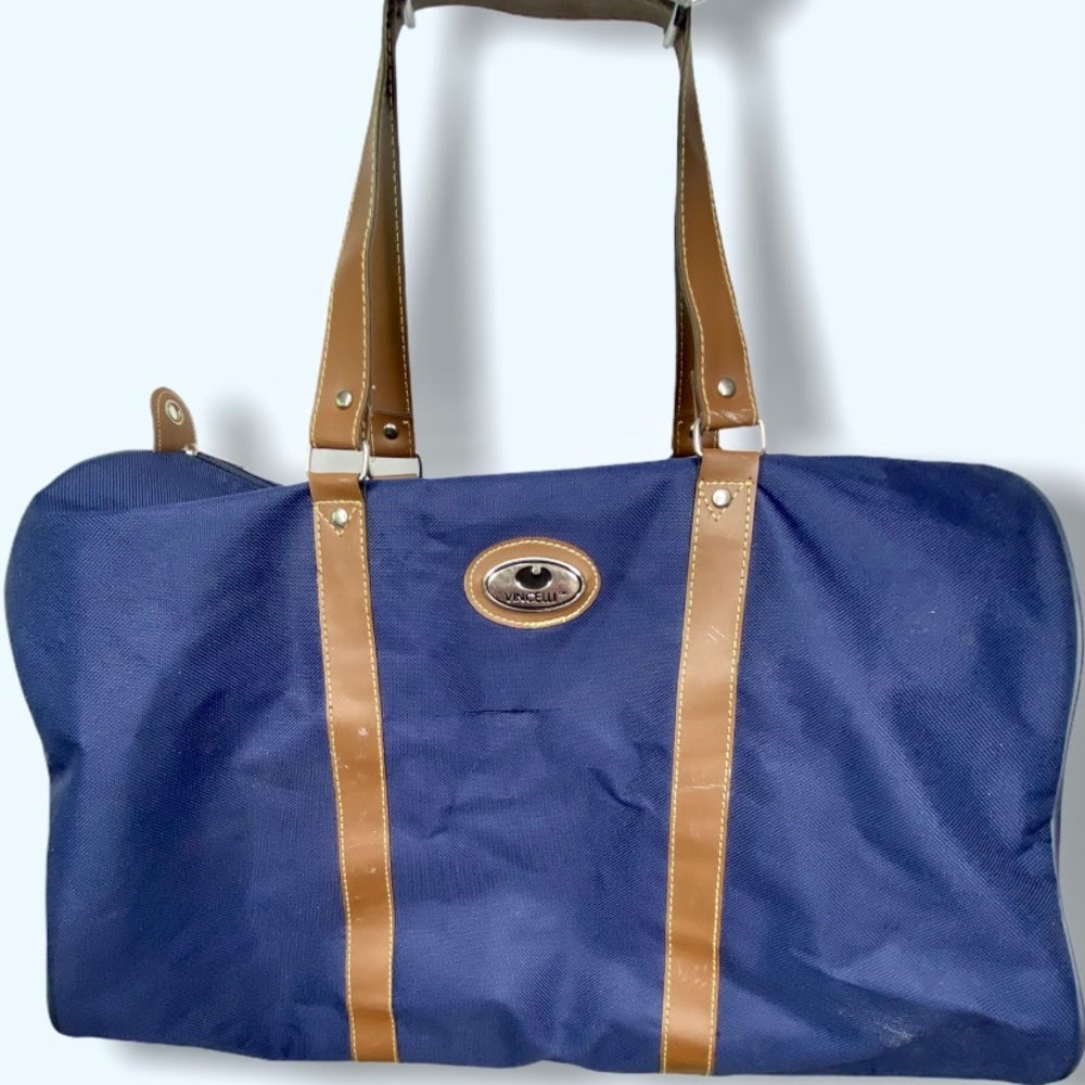 Vincelli Large Canvas Duffel Bag Totebag Navy Blue